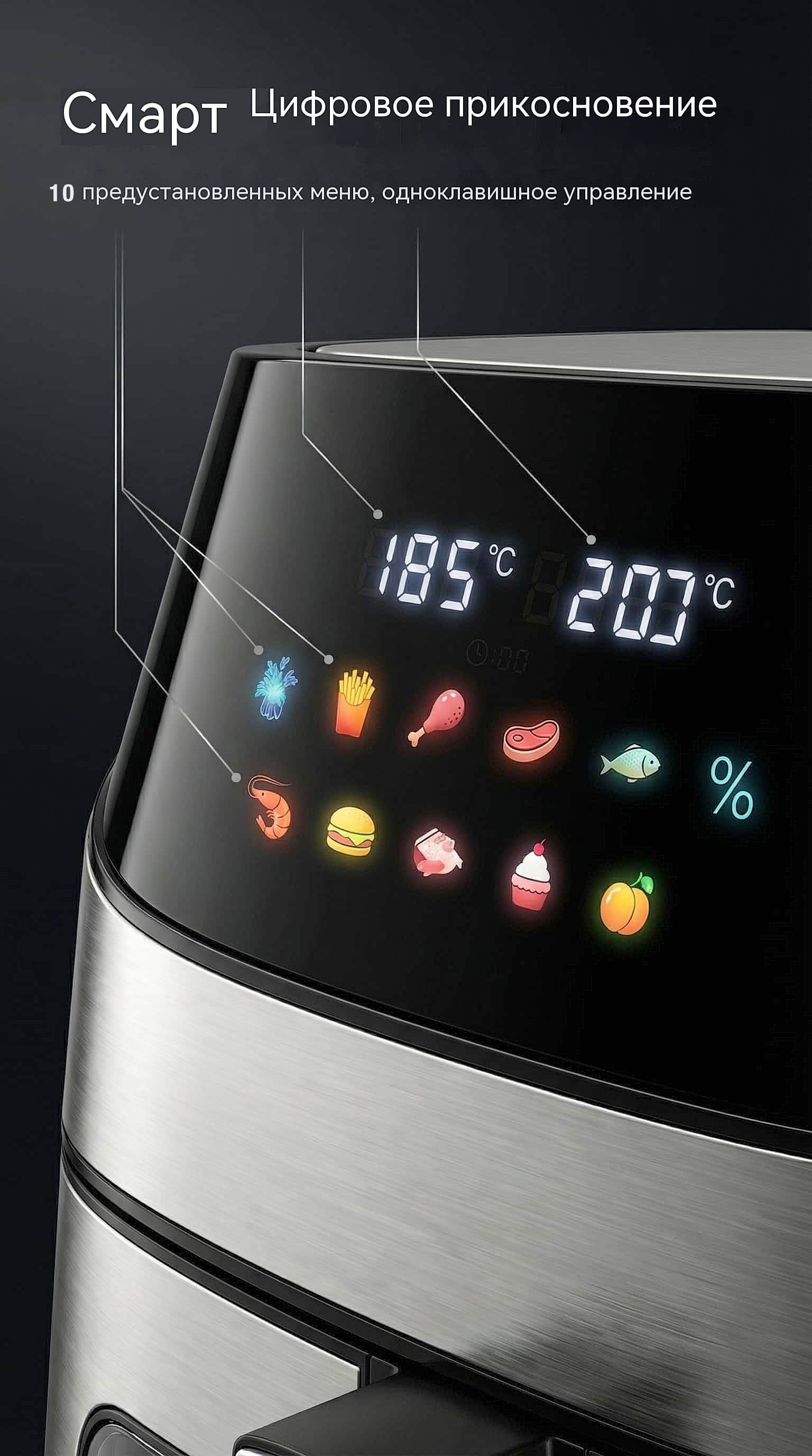 Фритюрница 8л 1700Вт TFT-дисплей 10 программ CE GS