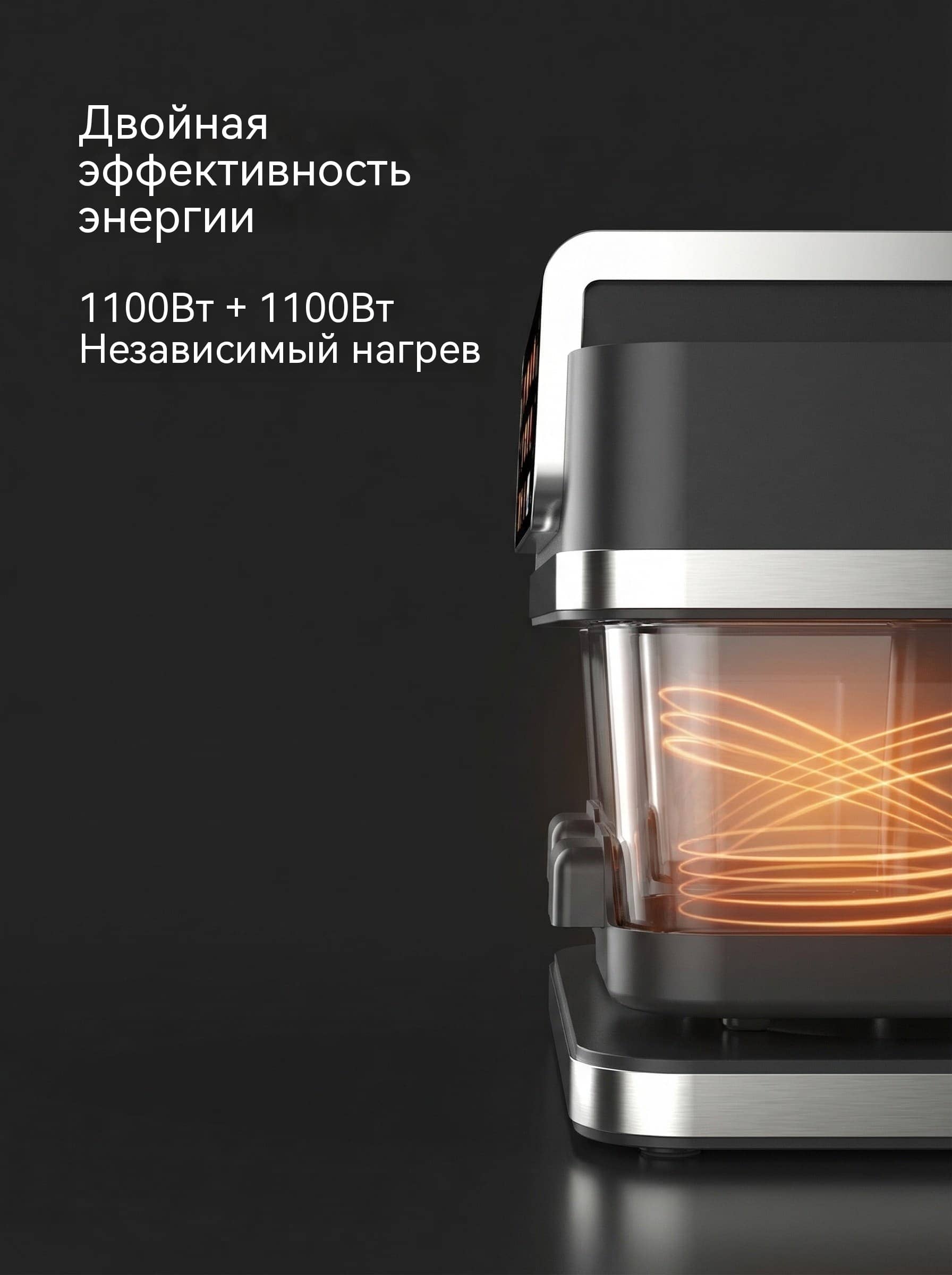 Двухкамерная фритюрница 2x4.8л 2200Вт независимые чаши стекло LFGB