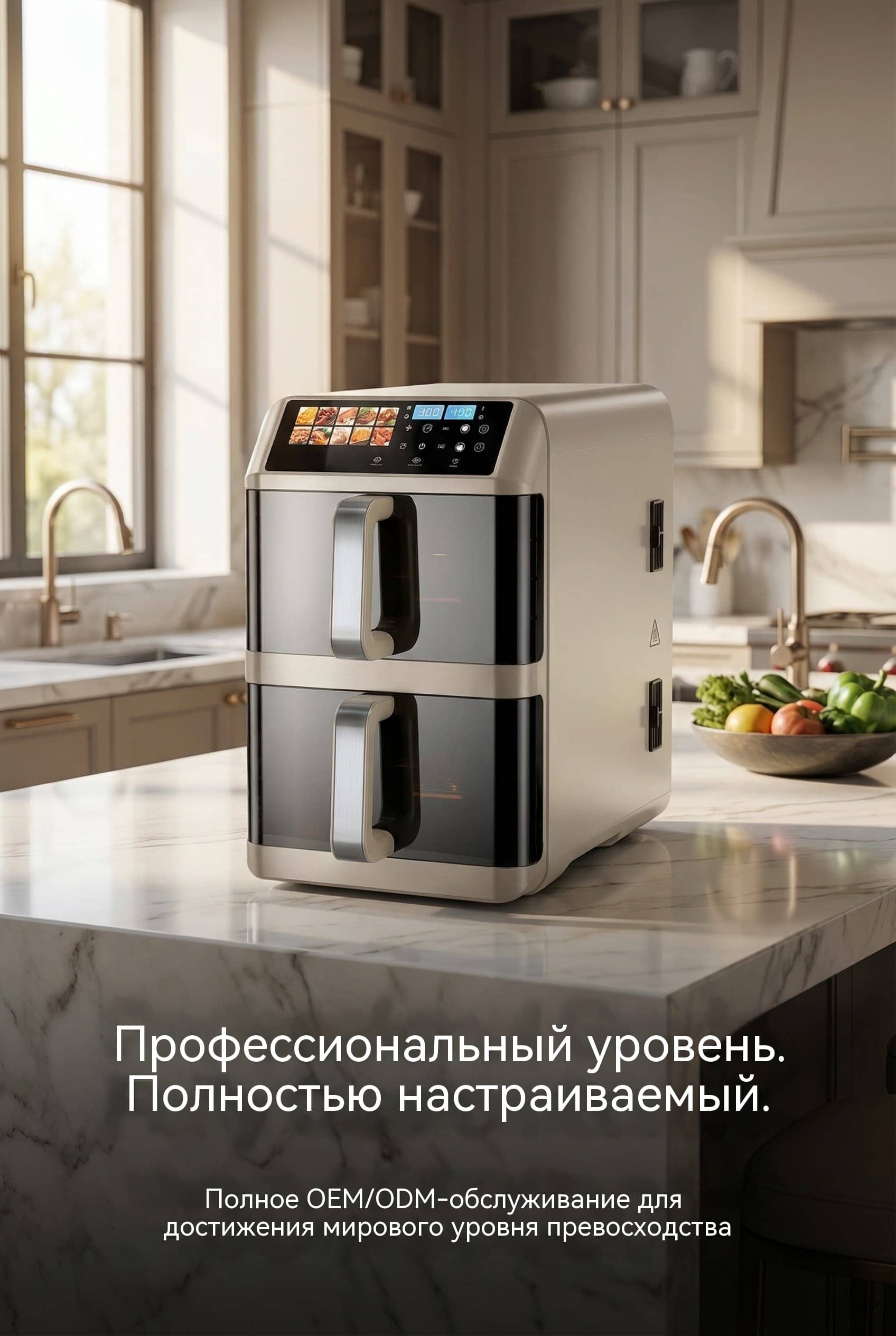 Двухкамерная фритюрница 2x5.6л 2400Вт большая вместимость для семьи