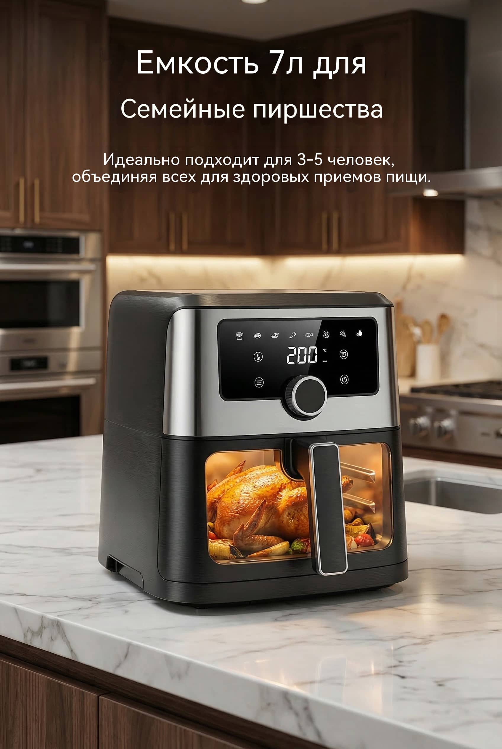 7 л 1800W Воздушная фритюрница OEM Сенсорный Экран Полностью Настраиваемая Модель AF-8730