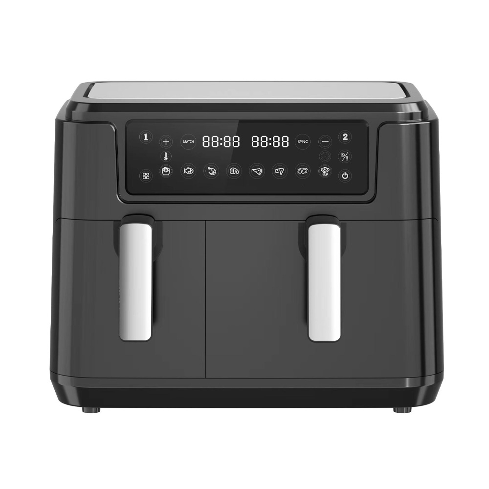 Двойная автоматическая воздушная фритюрница 10л (3.5л+6.5л) 2400W 8 программ металлическая полость