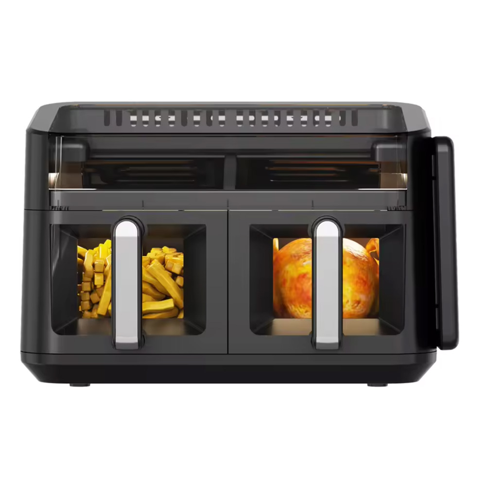 Двойная воздушная фритюрница 9л (2x4.5л) 2400W складной цветной дисплей 9 программ Cool Touch