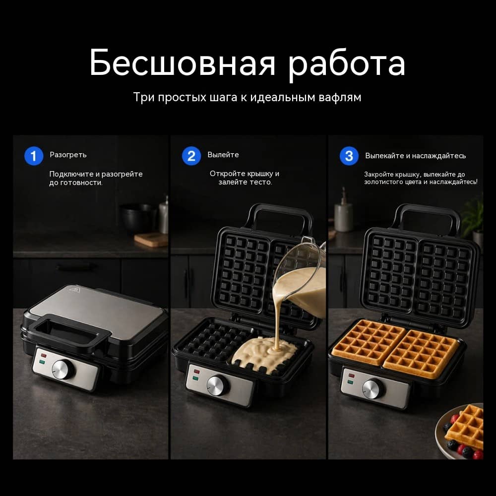 Вафельница WM-129 на 2 порции для домашней розницы и массового спроса