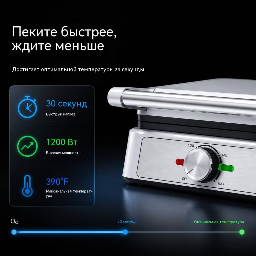 Электровафельница WM-139 на 2 порции 1600 Вт — быстрый разогрев