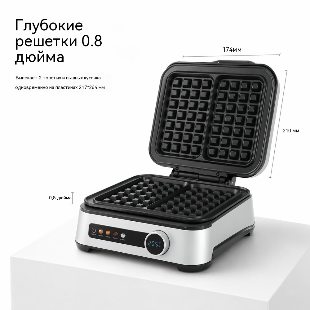 WM-198 цифровая вафельница 1600 Вт с контрастным LCD‑экраном таймер обратного отсчёта и зуммер по завершении выпечки