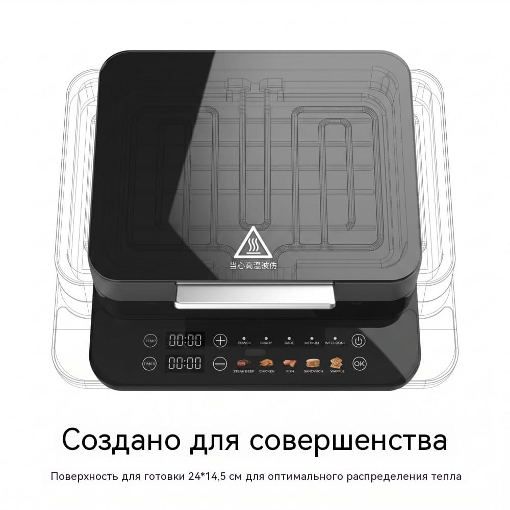 GR-435 5‑в‑1: гриль/сэндвичница/вафельница/орешница/сковорода‑гриль