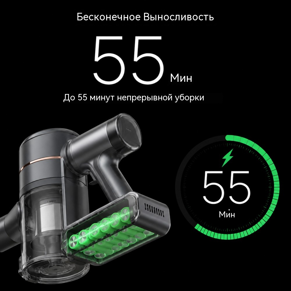 VAC-911 беспроводной пылесос BLDC 350 Вт — сухая уборка 3 режима — Auto (Low) / Medium / High тяга High 23–25 кПа (условия теста уточнить)
