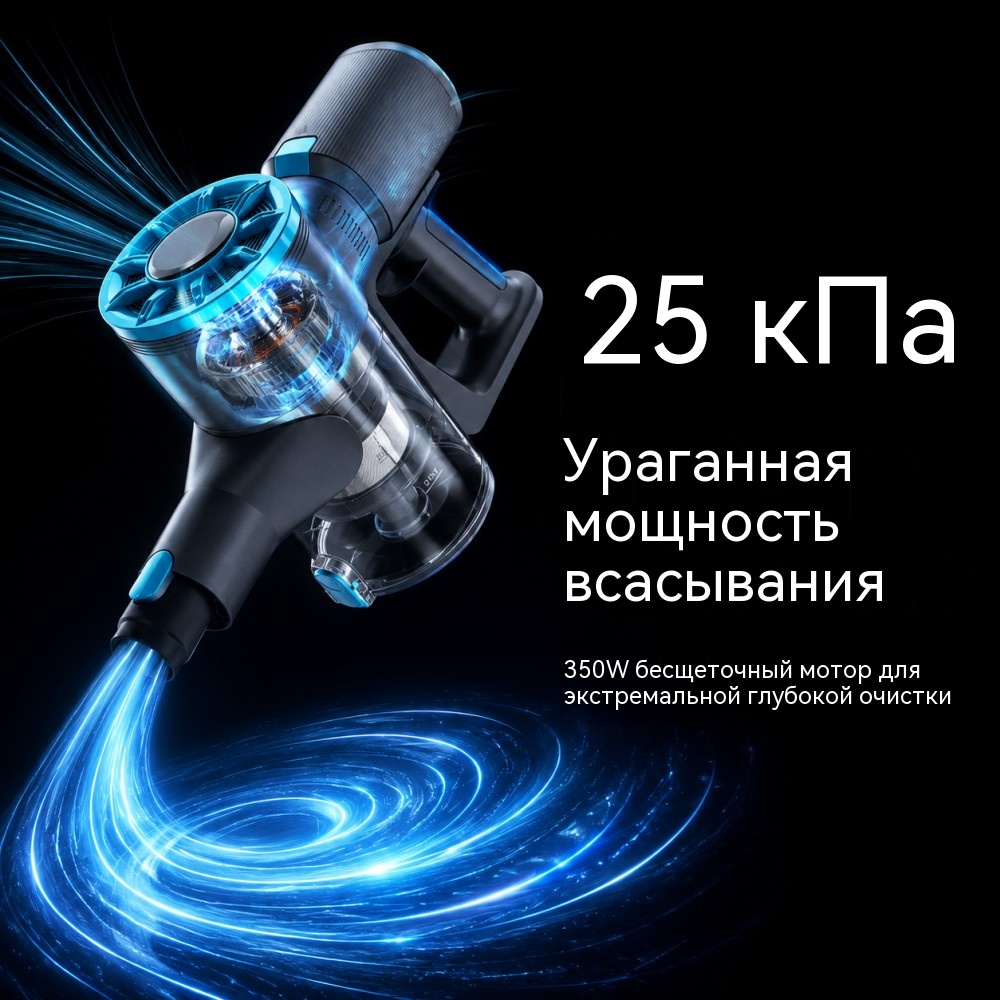 VAC-919 беспроводной пылесос BLDC 350 Вт аккумулятор 25,9 В, 2000 мА·ч × 7 ячеек 3 режима — High / Medium / Low